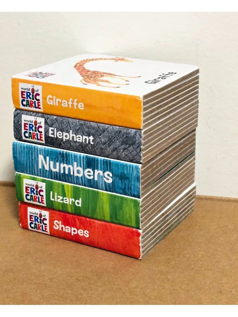 Eric Carle Set 5 Mini Board Books Animals + Math Giraffe Elephant Numbers Lizard